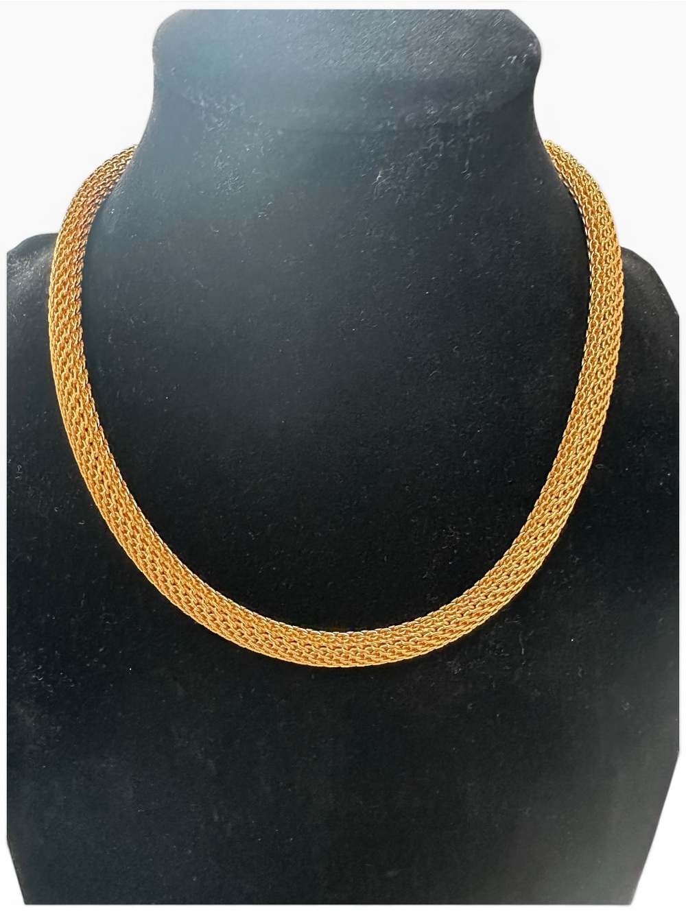 Vintage Goldette N.Y. Gold Tone Mesh Choker Necklace 15”